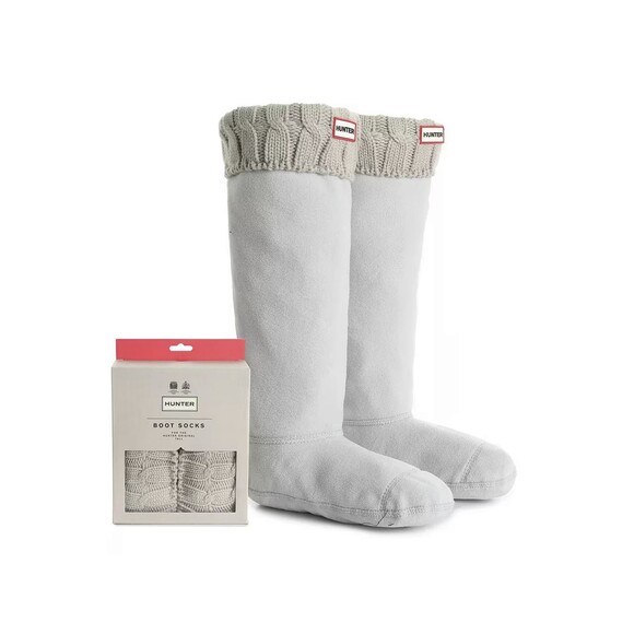 New NWT Womens Hunter Boot Socks Tall XL Greige Cable 11 11.5 12 12.5 13 Fold Ov - Picture 1 of 4